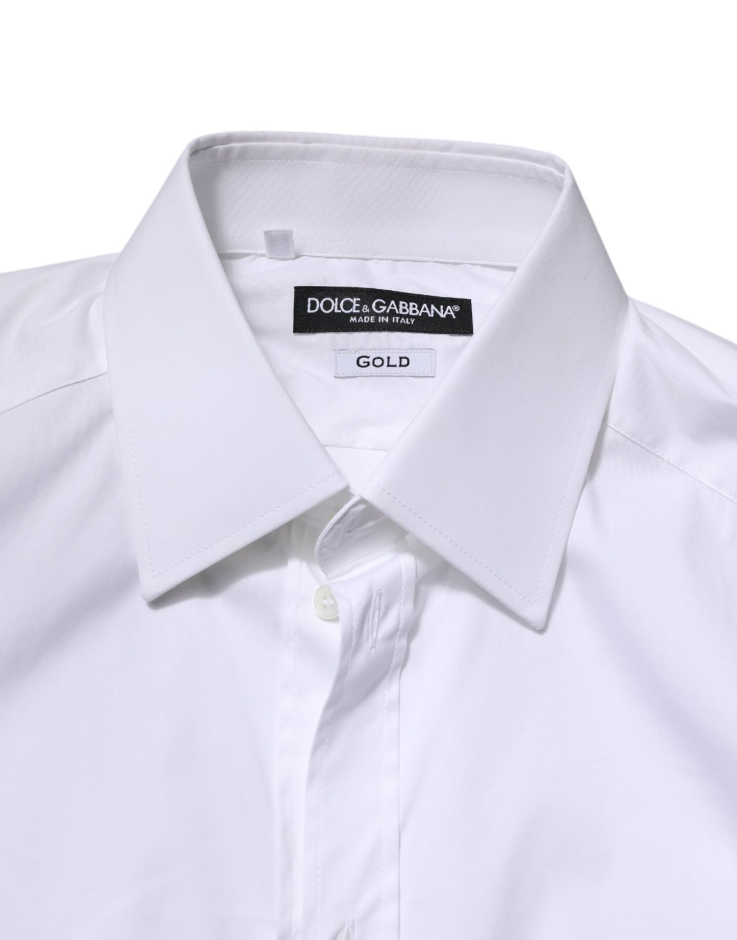 Camisa formal de manga larga Dolce &amp; Gabbana de algodón blanco dorado
