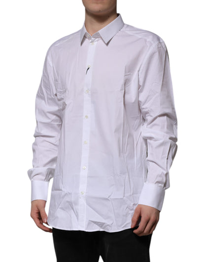 Camisa formal de manga larga Dolce &amp; Gabbana de algodón blanco dorado