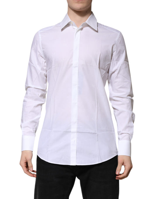 Camisa formal de manga larga Dolce &amp; Gabbana de algodón blanco dorado