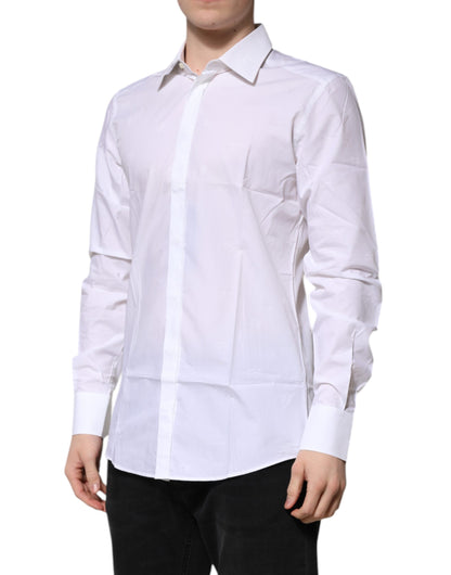 Camisa formal de manga larga Dolce &amp; Gabbana de algodón blanco dorado