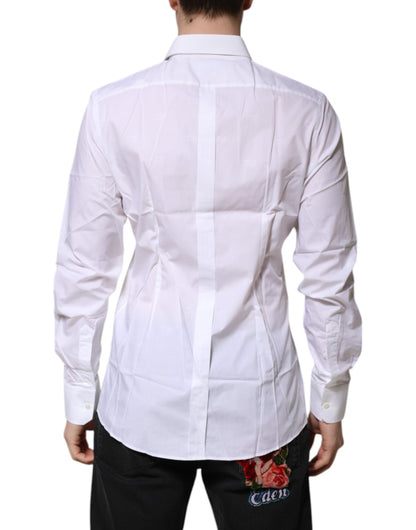 Camisa formal de manga larga Dolce &amp; Gabbana de algodón blanco dorado