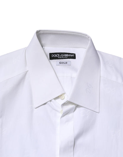Camisa formal de manga larga Dolce &amp; Gabbana de algodón blanco dorado