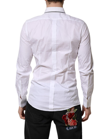 Camisa formal de manga larga Dolce &amp; Gabbana de algodón blanco dorado