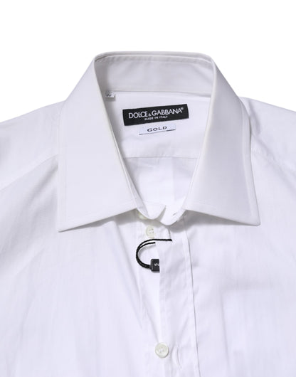 Camisa formal Dolce &amp; Gabbana de manga larga para hombre, color blanco y dorado