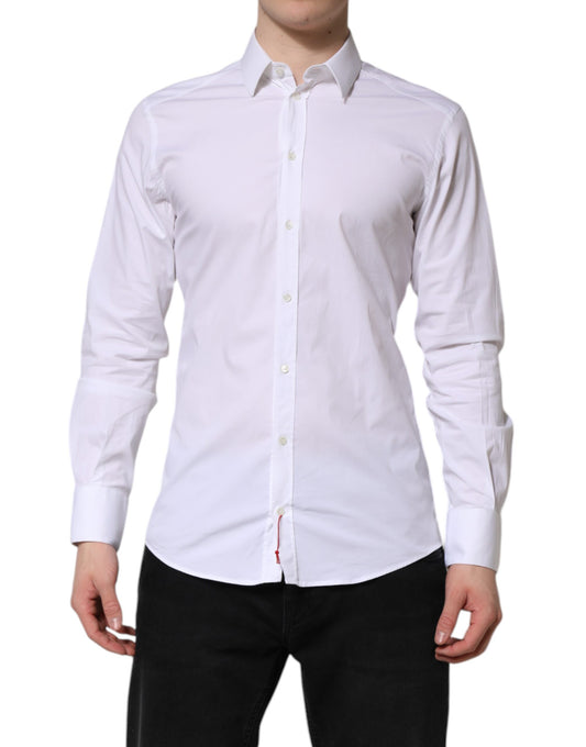 Camisa formal de vestir de algodón blanco dorado de Dolce &amp; Gabbana