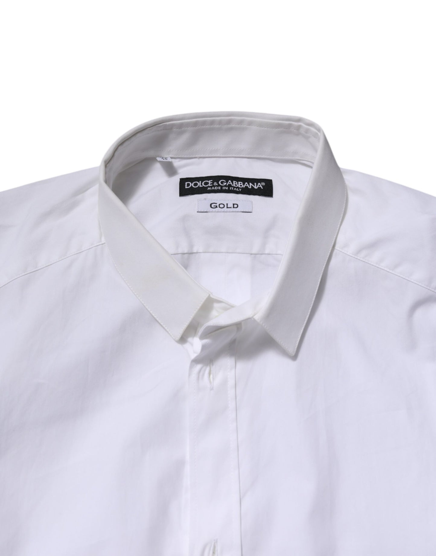 Camisa formal Dolce &amp; Gabbana de algodón blanco dorado de manga larga para hombre