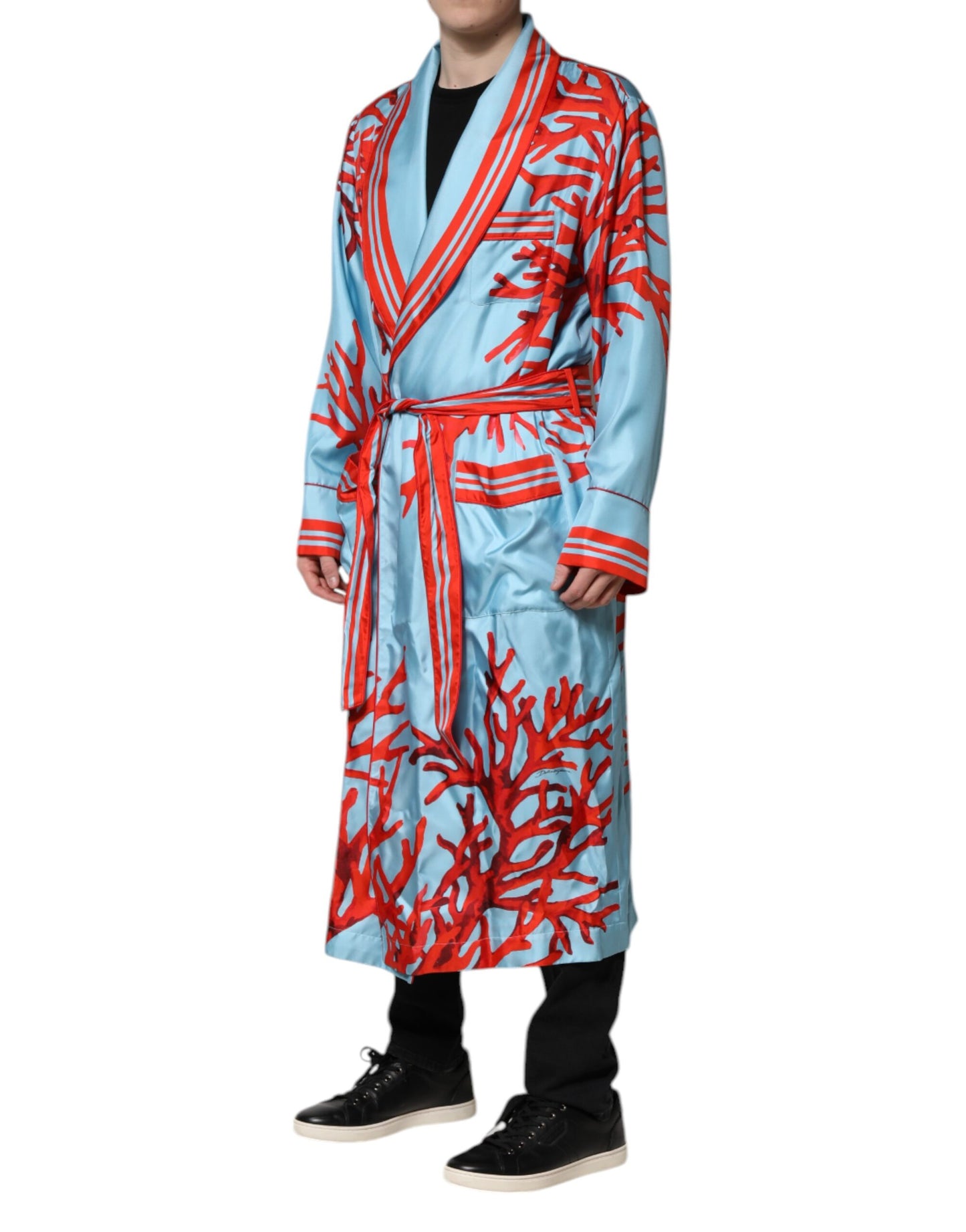 Chaqueta de vestir cruzada con estampado coral rojo azul de Dolce &amp; Gabbana