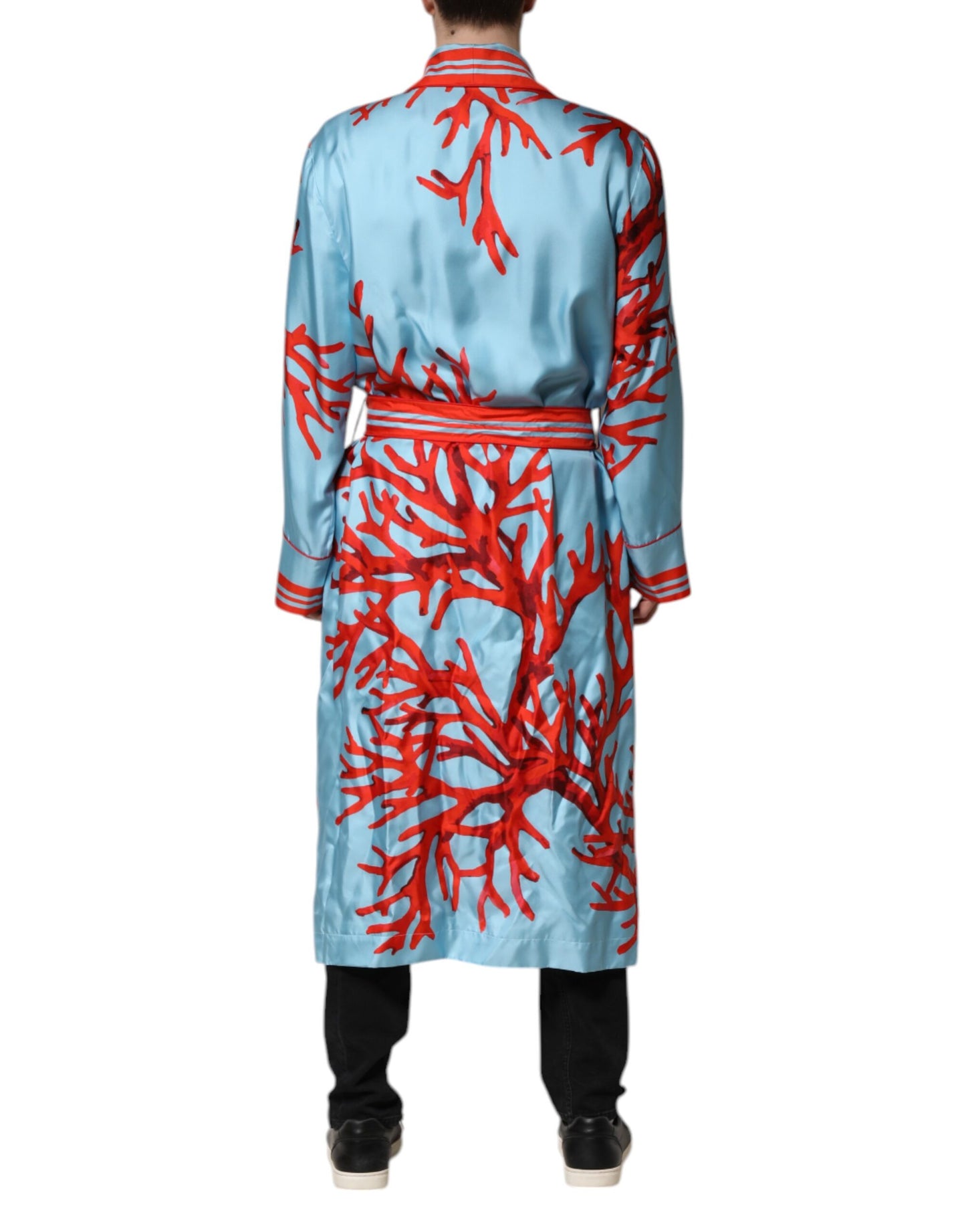 Chaqueta de vestir cruzada con estampado coral rojo azul de Dolce &amp; Gabbana