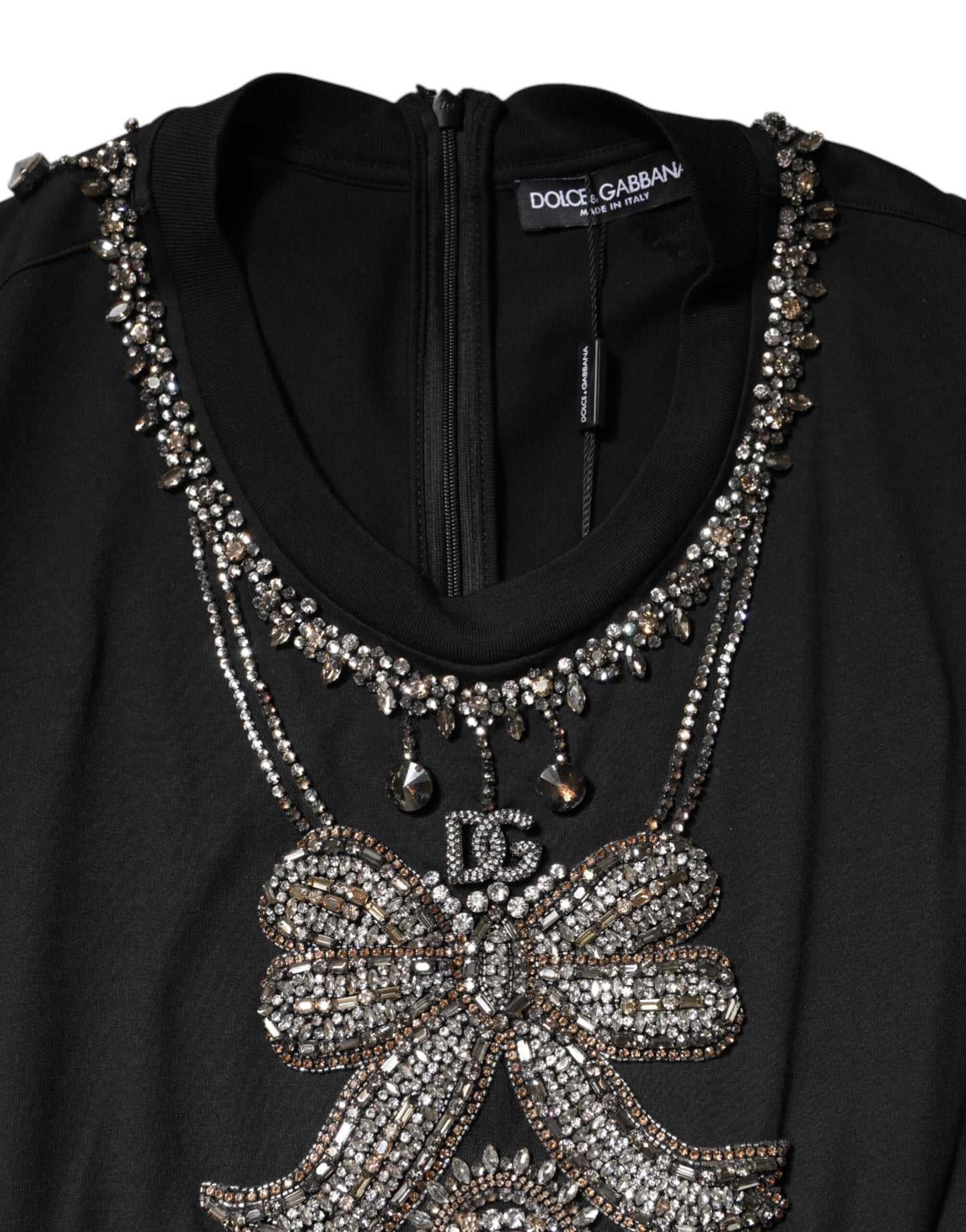 Dolce &amp; Gabbana Black Cotton Rhinestone Embellished Tank Top