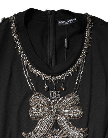 Dolce &amp; Gabbana Black Cotton Rhinestone Embellished Tank Top