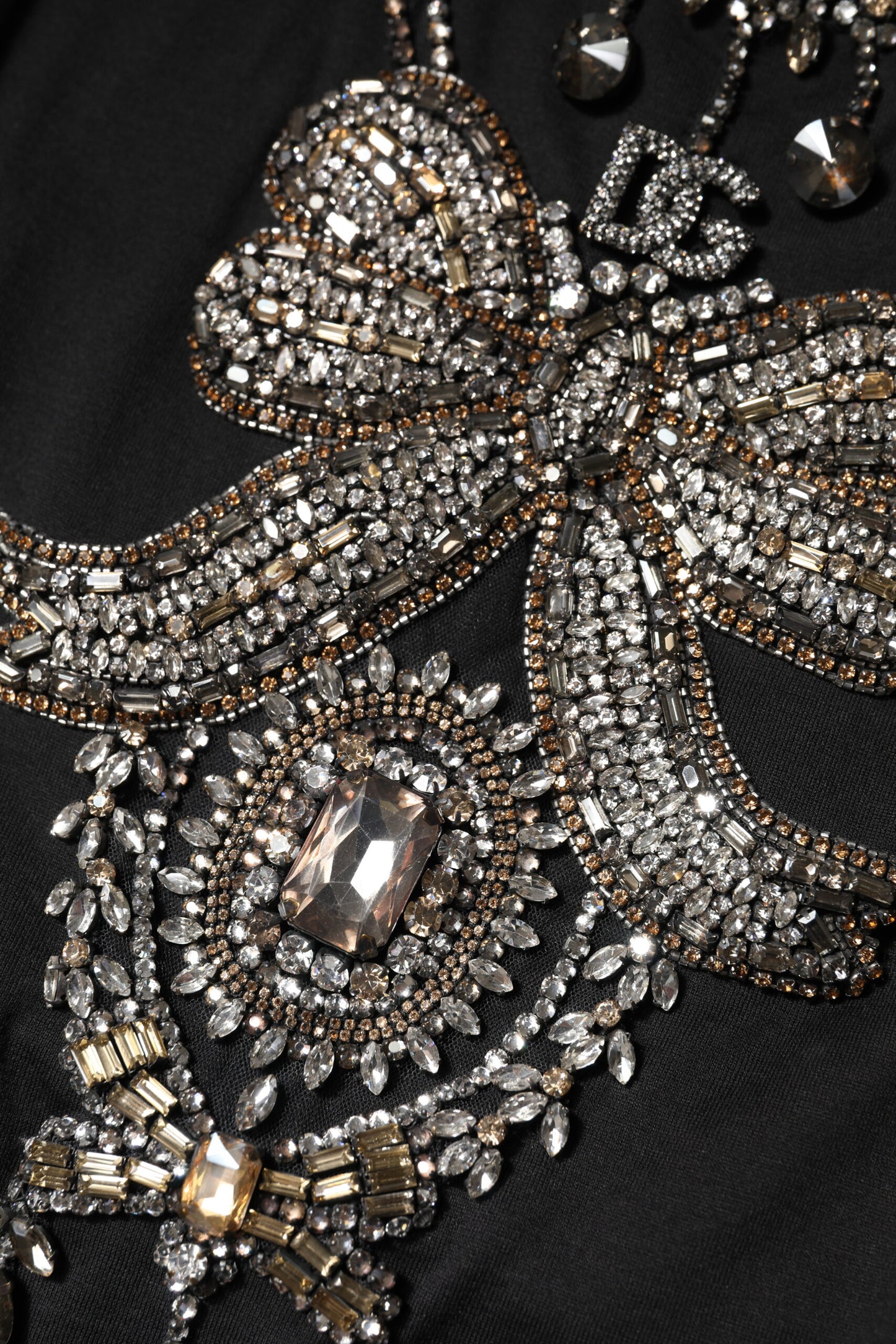 Dolce &amp; Gabbana Black Cotton Rhinestone Embellished Tank Top