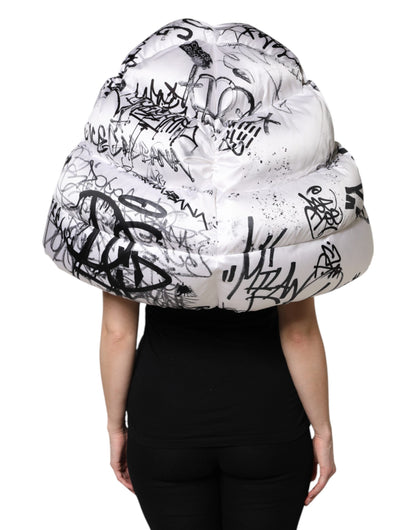 Gorra acolchada con capucha estampada de poliéster blanco de Dolce &amp; Gabbana