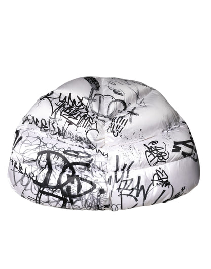 Gorra acolchada con capucha estampada de poliéster blanco de Dolce &amp; Gabbana