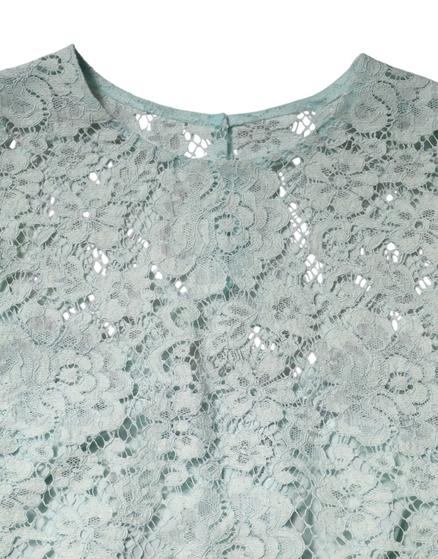 Dolce &amp; Gabbana Mint Green Floral Lace Cotton Blouse Top
