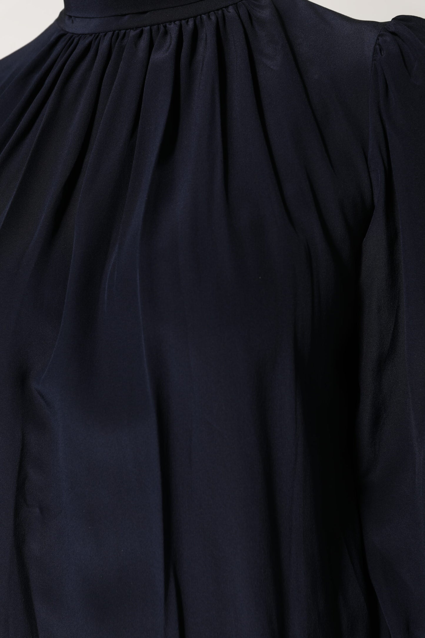 Dolce &amp; Gabbana Blue Silk Mock Neck Long Sleeves Blouse Top