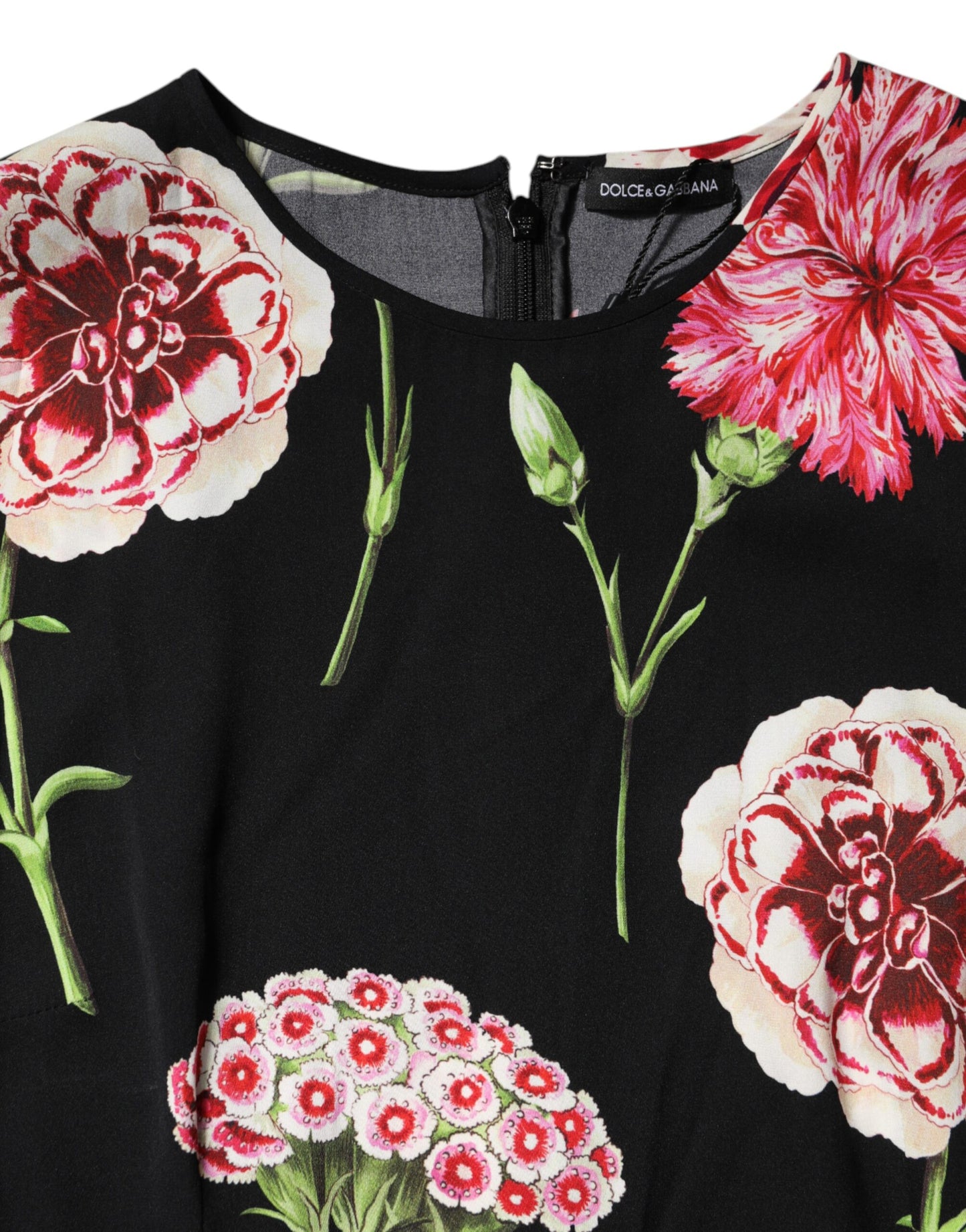 Dolce &amp; Gabbana Black Floral Print Sleeveless Tank Blouse Top