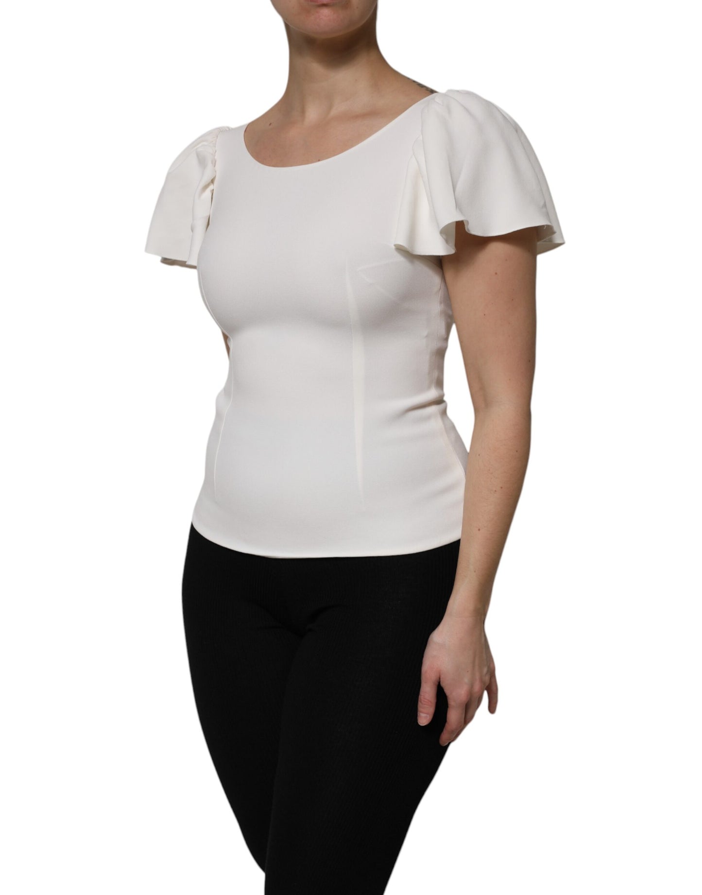 Dolce &amp; Gabbana White Viscose Round Neck Short Sleeves Top