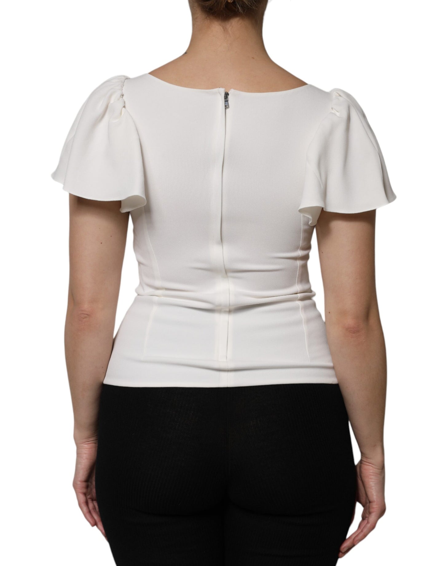 Dolce &amp; Gabbana White Viscose Round Neck Short Sleeves Top