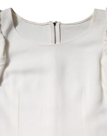 Dolce &amp; Gabbana White Viscose Round Neck Short Sleeves Top