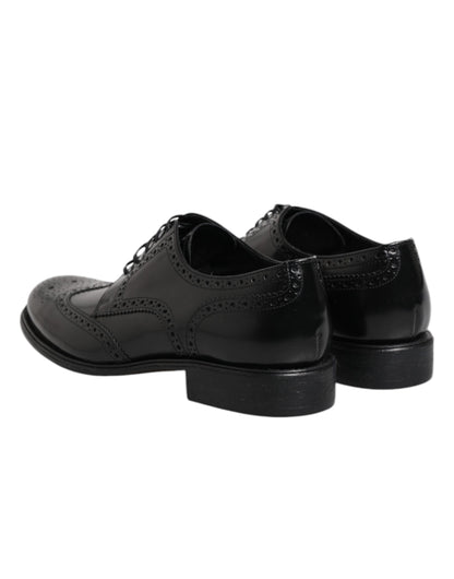 Dolce &amp; Gabbana Zapatos formales Derby de cuero negro con punta de ala