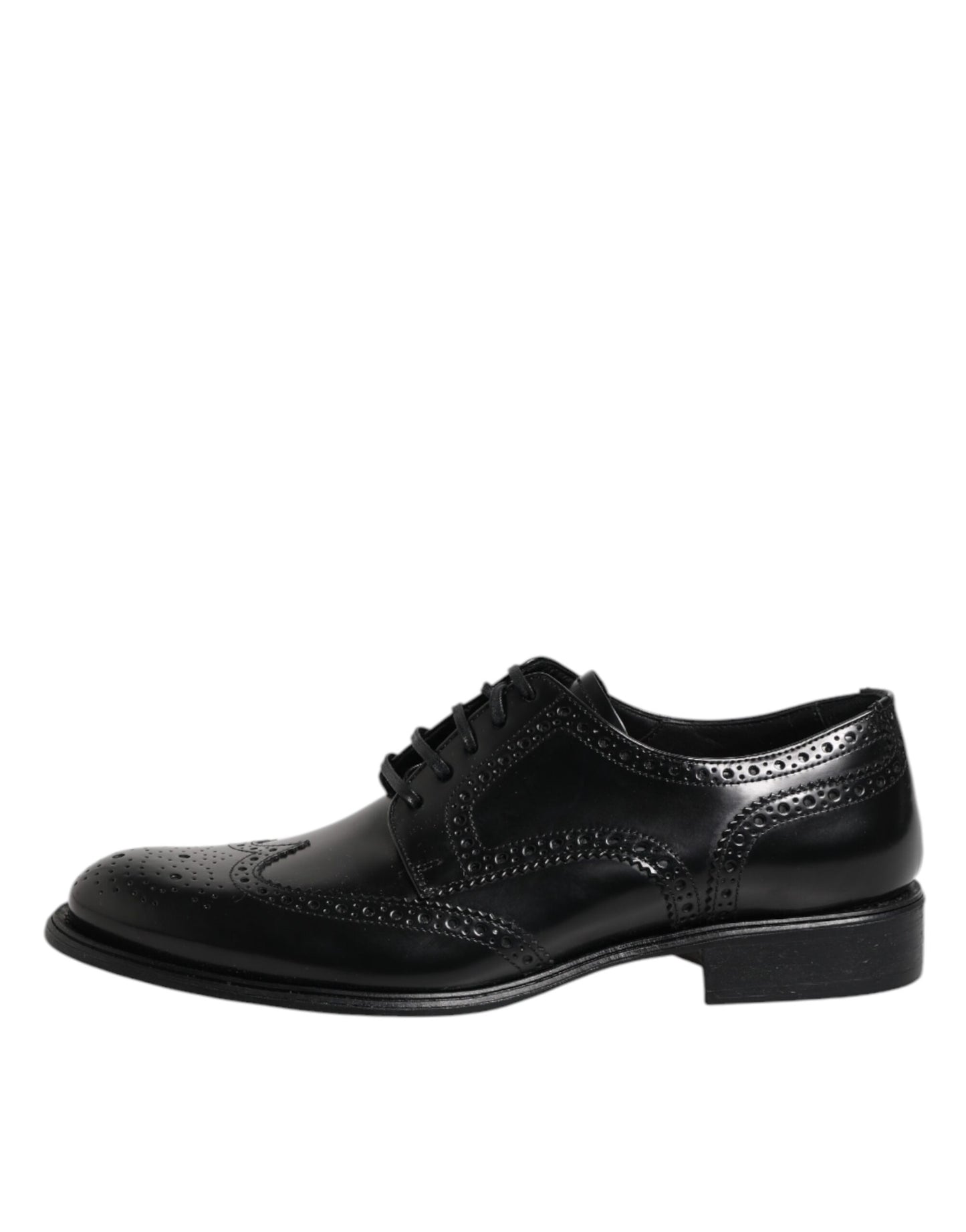 Dolce &amp; Gabbana Zapatos formales Derby de cuero negro con punta de ala