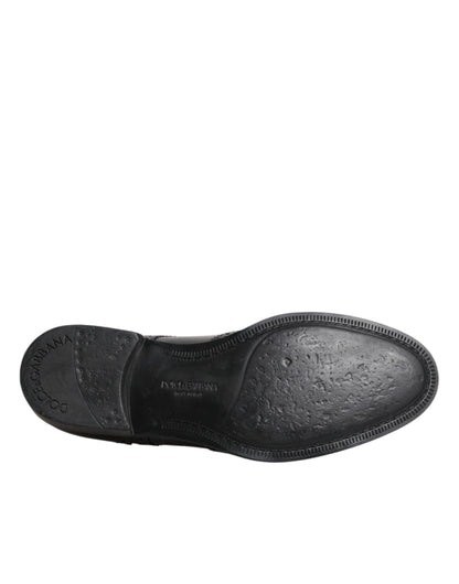 Dolce &amp; Gabbana Zapatos formales Derby de cuero negro con punta de ala