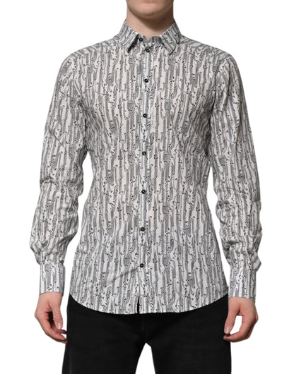 Camisa informal de manga larga con estampado floral blanco de Dolce &amp; Gabbana