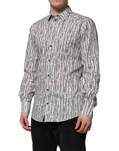 Camisa informal de manga larga con estampado floral blanco de Dolce &amp; Gabbana