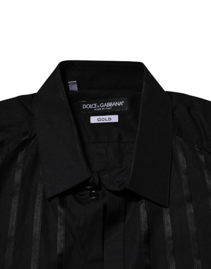 Camisa formal de manga larga Dolce &amp; Gabbana para hombre, color negro dorado