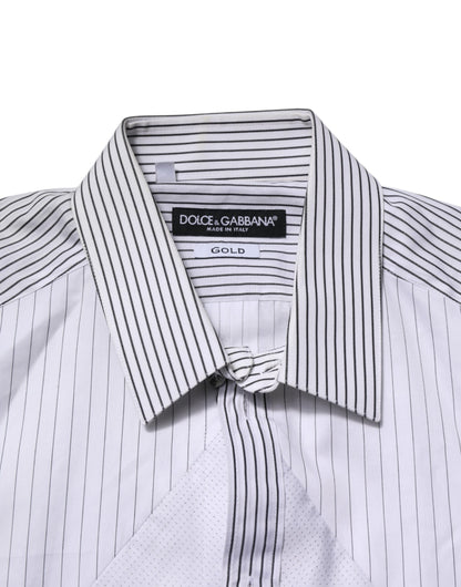 Camisa de vestir de manga larga con rayas blancas doradas de Dolce &amp; Gabbana