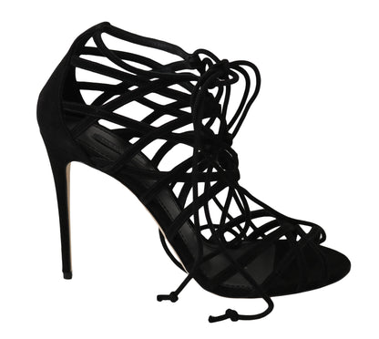 Dolce &amp; Gabbana Elegantes Stilettos Gladiador De Ante Negro