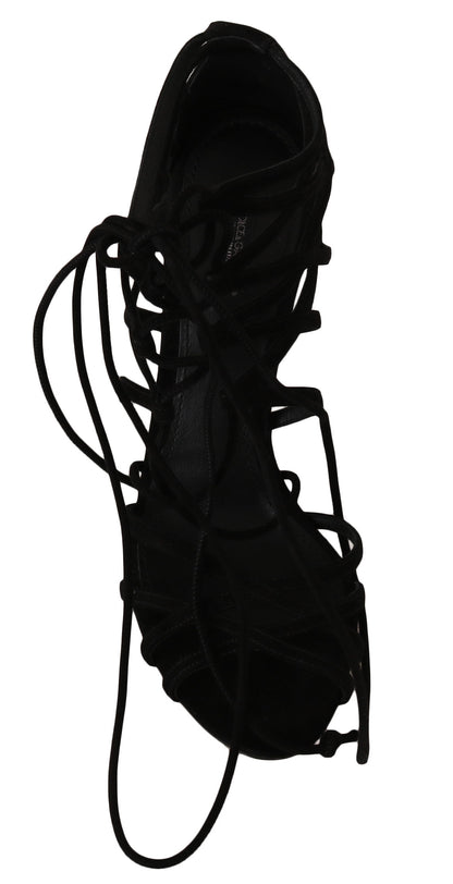 Dolce &amp; Gabbana Elegantes Stilettos Gladiador De Ante Negro
