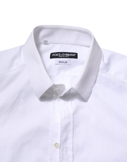 Camisa de vestir Dolce &amp; Gabbana de algodón blanco dorado de manga larga para hombre