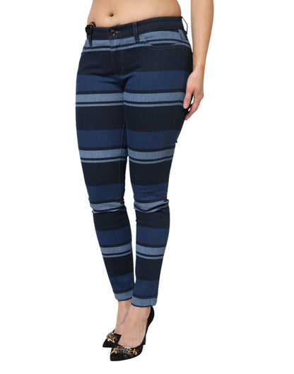 Dolce &amp; Gabbana Blue Striped Cotton Stretch Denim Jeans