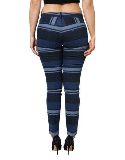 Dolce &amp; Gabbana Blue Striped Cotton Stretch Denim Jeans