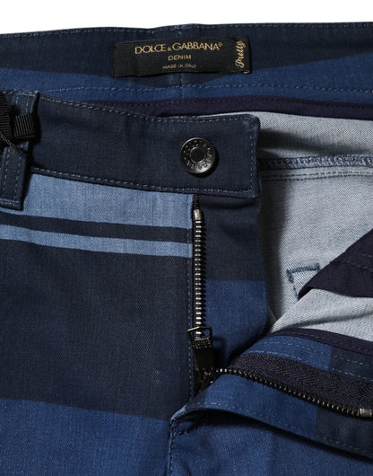 Dolce &amp; Gabbana Blue Striped Cotton Stretch Denim Jeans