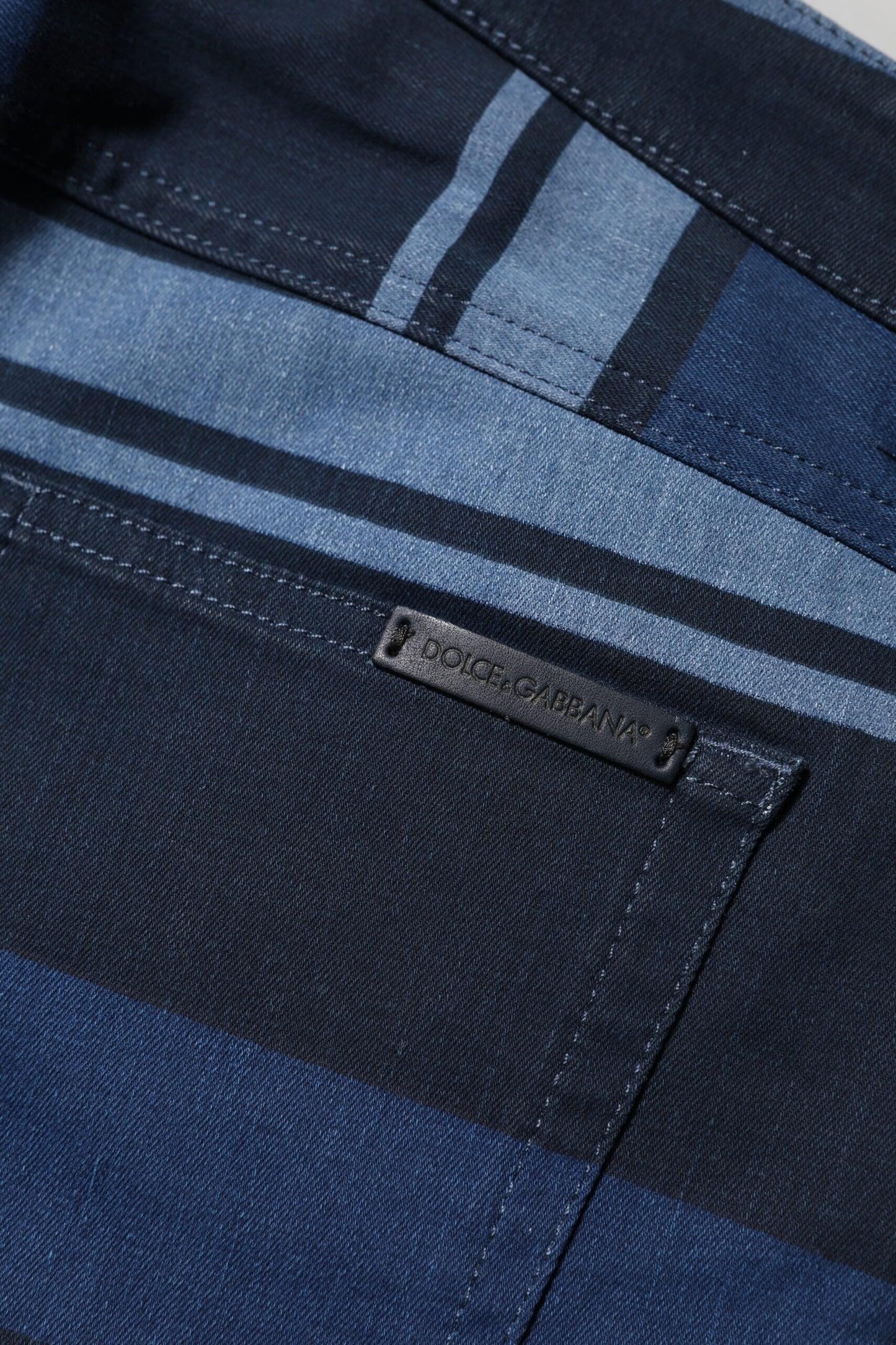 Dolce &amp; Gabbana Blue Striped Cotton Stretch Denim Jeans