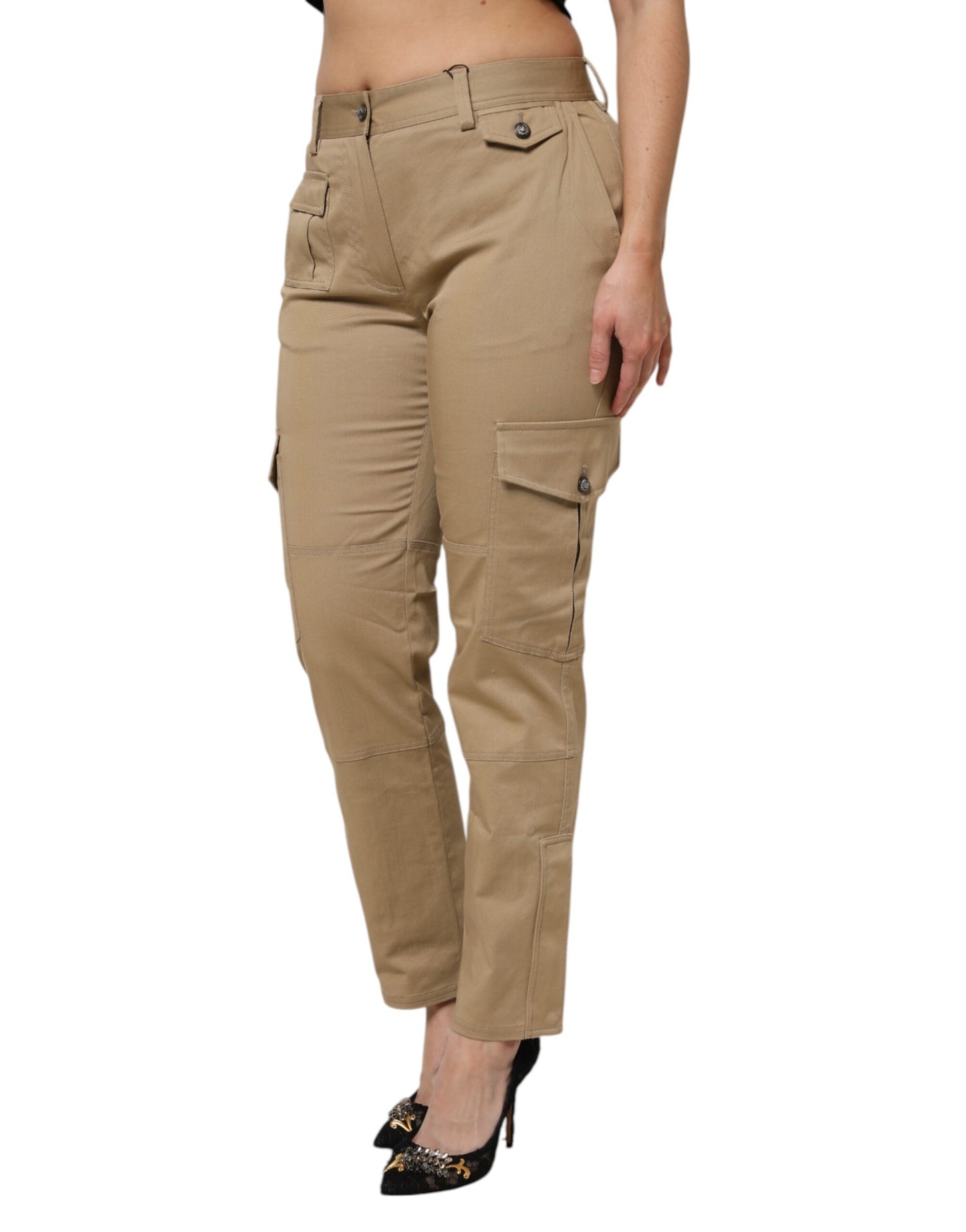 Dolce &amp; Gabbana Brown Cotton Cargo Tapered Pants