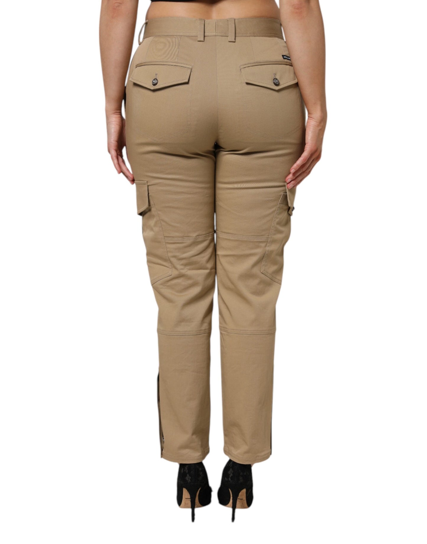Dolce &amp; Gabbana Brown Cotton Cargo Tapered Pants