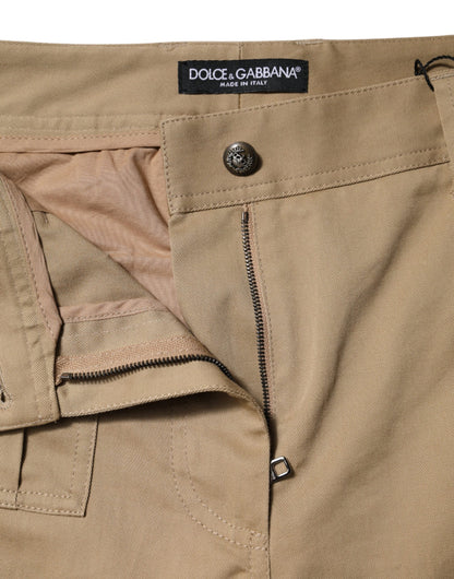 Dolce &amp; Gabbana Brown Cotton Cargo Tapered Pants