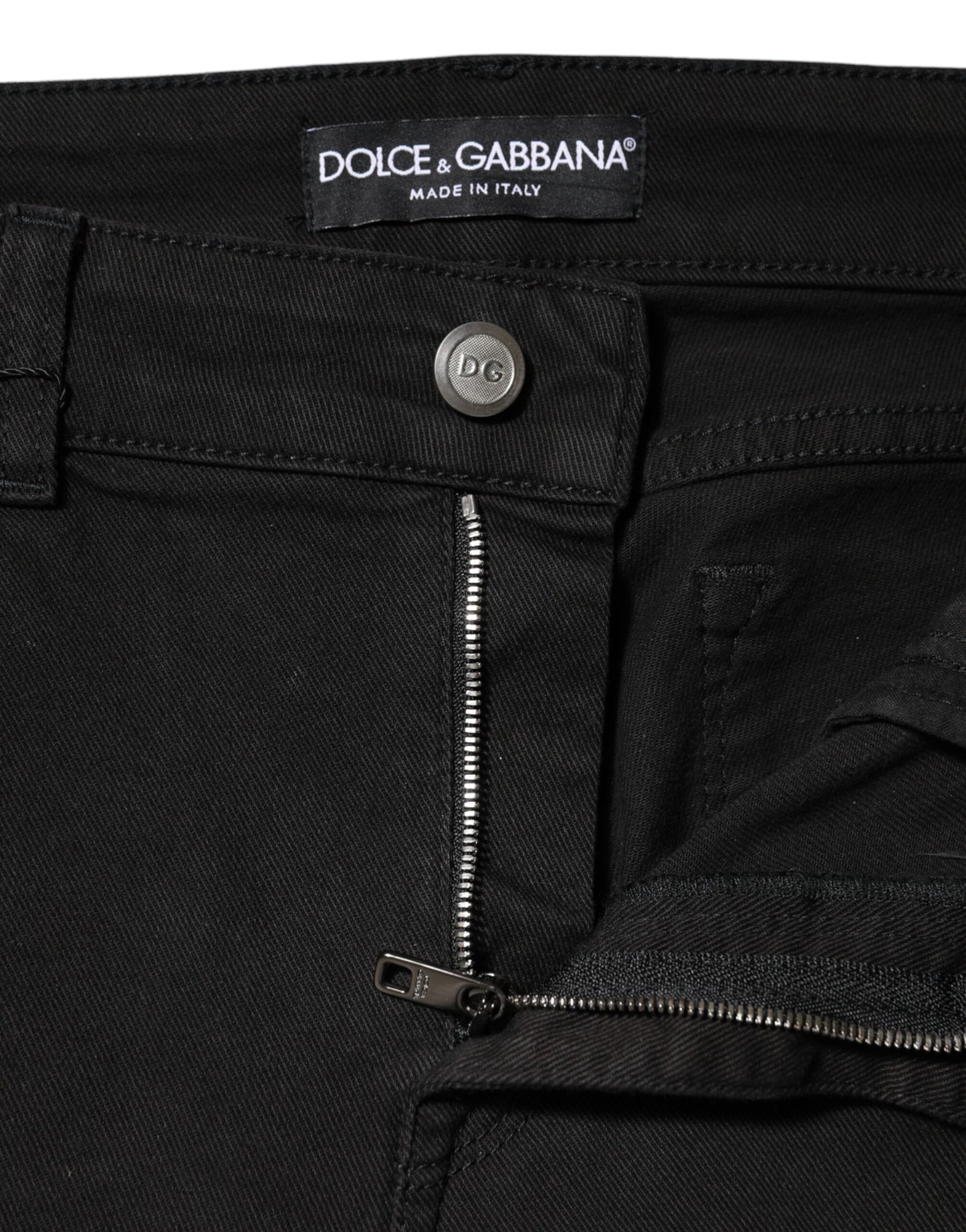 Dolce &amp; Gabbana Black Cotton Mid Waist Denim Jeans