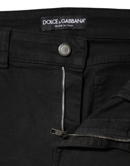 Dolce &amp; Gabbana Black Cotton Mid Waist Denim Jeans