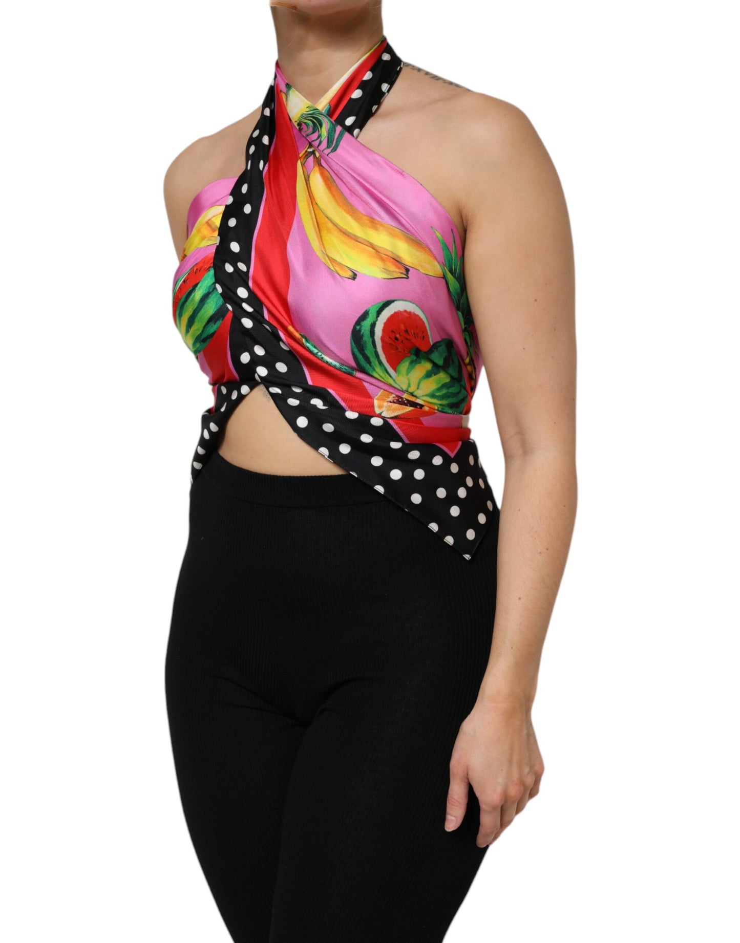 Dolce &amp; Gabbana Multicolor Halter Party Evening Cropped Top
