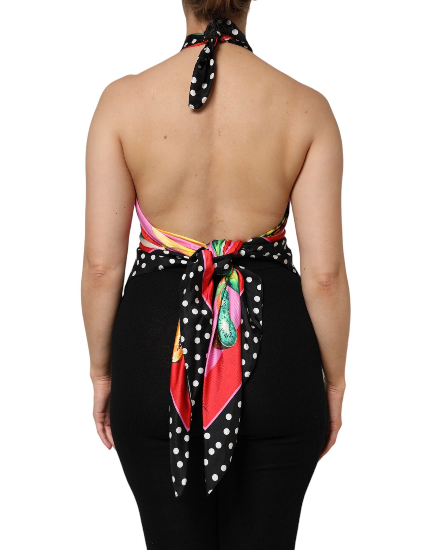 Dolce &amp; Gabbana Multicolor Halter Party Evening Cropped Top