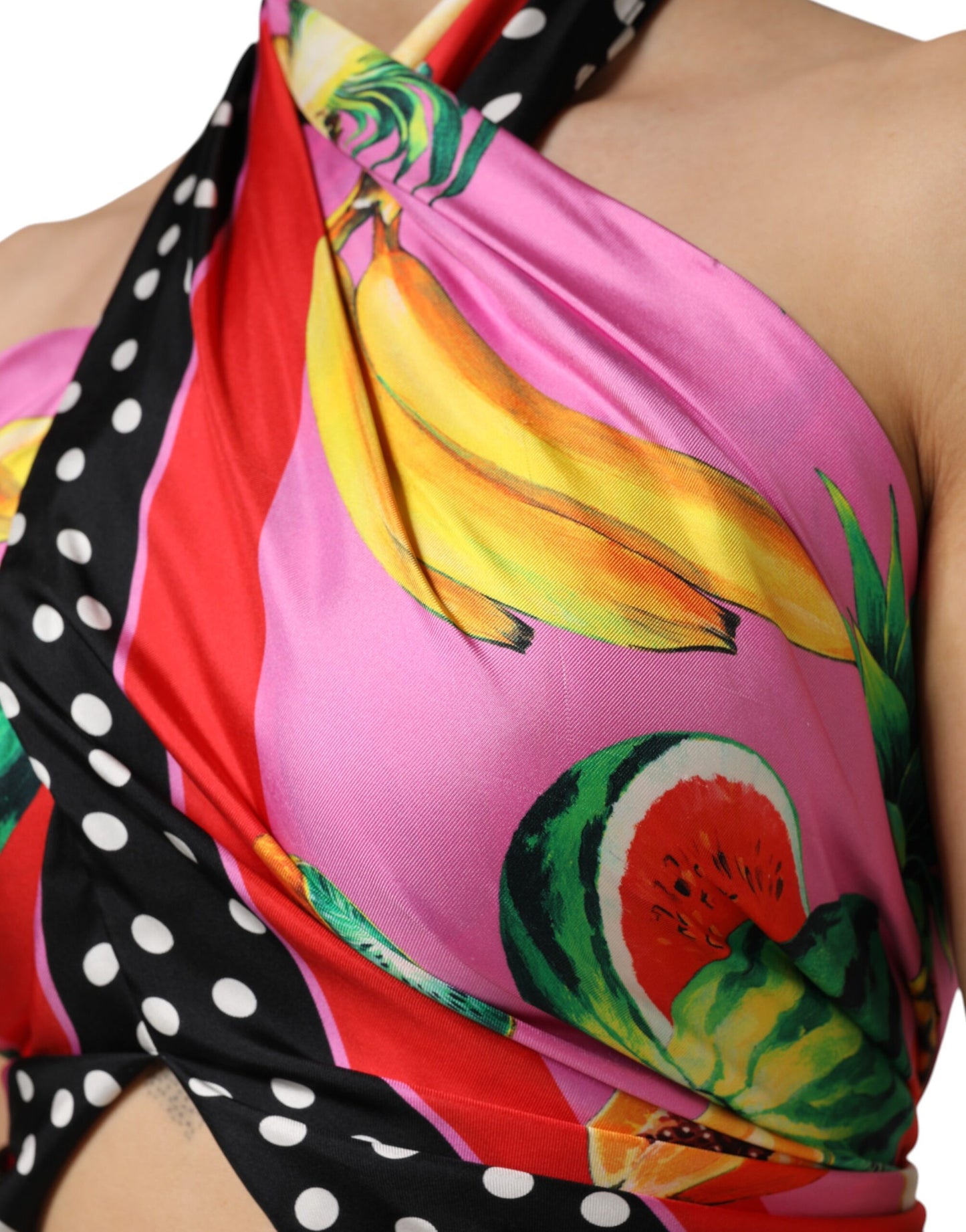 Dolce &amp; Gabbana Multicolor Halter Party Evening Cropped Top