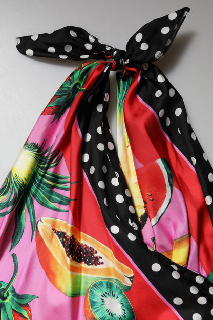 Dolce &amp; Gabbana Multicolor Halter Party Evening Cropped Top
