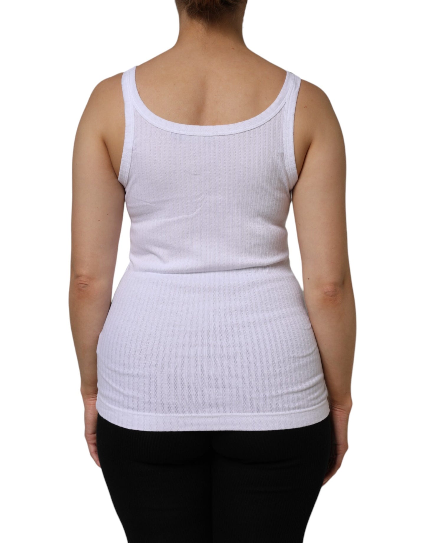Dolce &amp; Gabbana White Cotton Round Neck Sleeveless Tank Top
