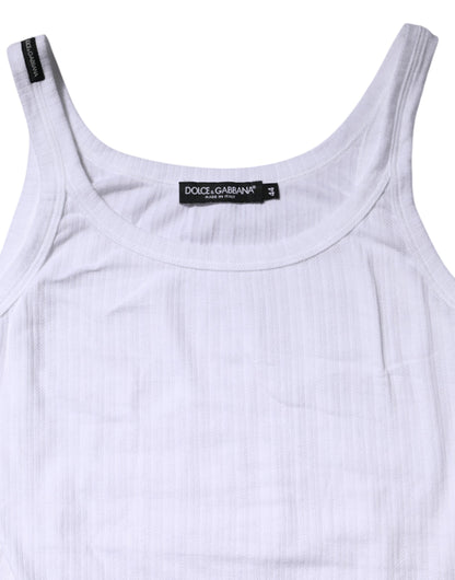 Dolce &amp; Gabbana White Cotton Round Neck Sleeveless Tank Top