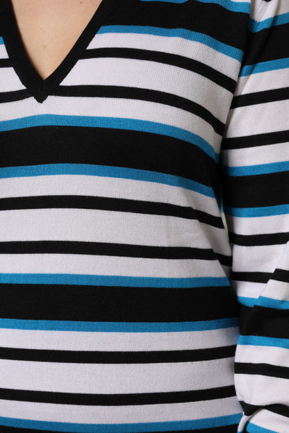 Dolce &amp; Gabbana Multicolor Stripes Long Sleeves V-neck Top