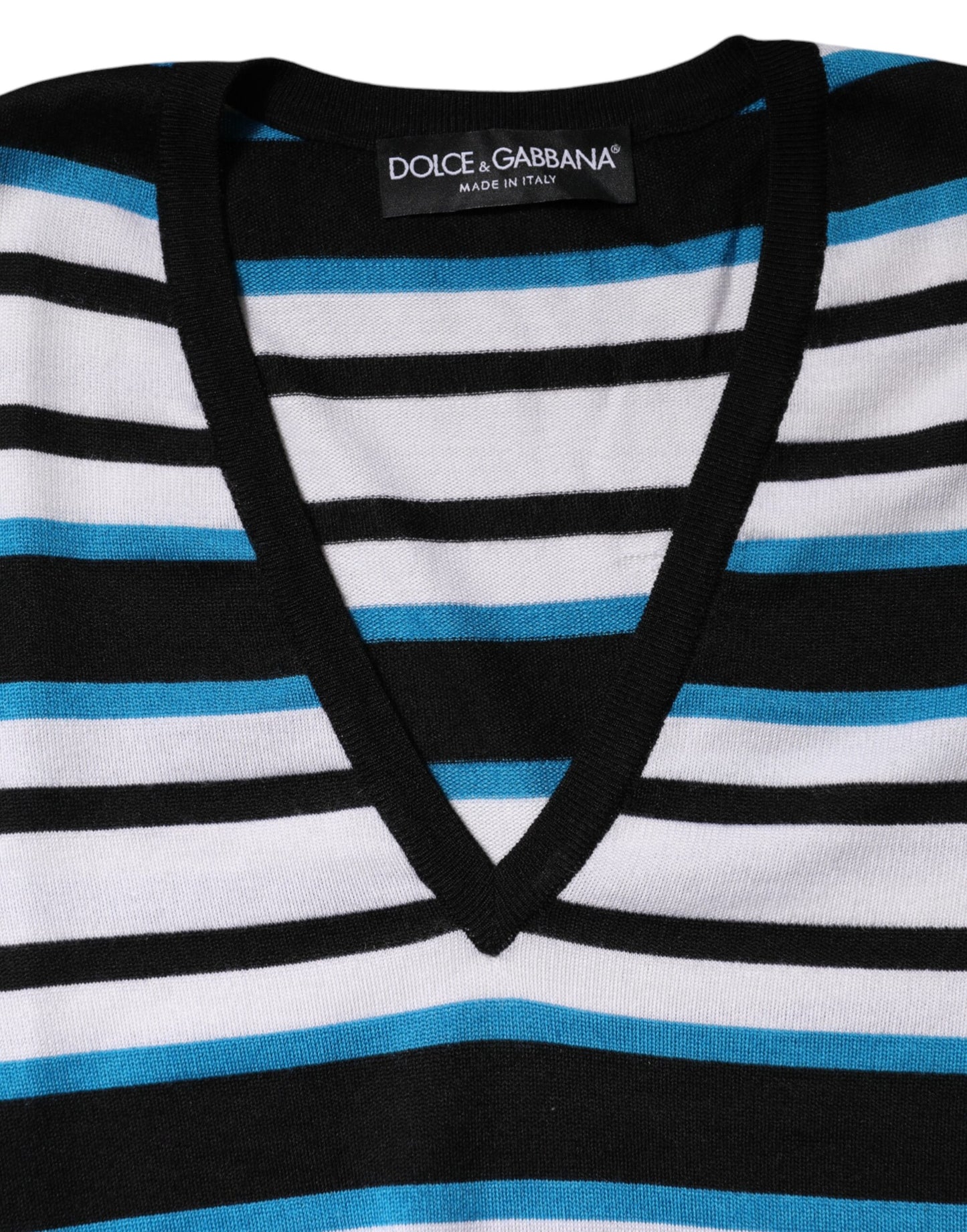 Dolce &amp; Gabbana Multicolor Stripes Long Sleeves V-neck Top